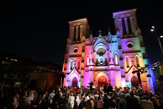 Bill FitzGibbons lights up San Fernando Cathedral for the opening of Main Plaza